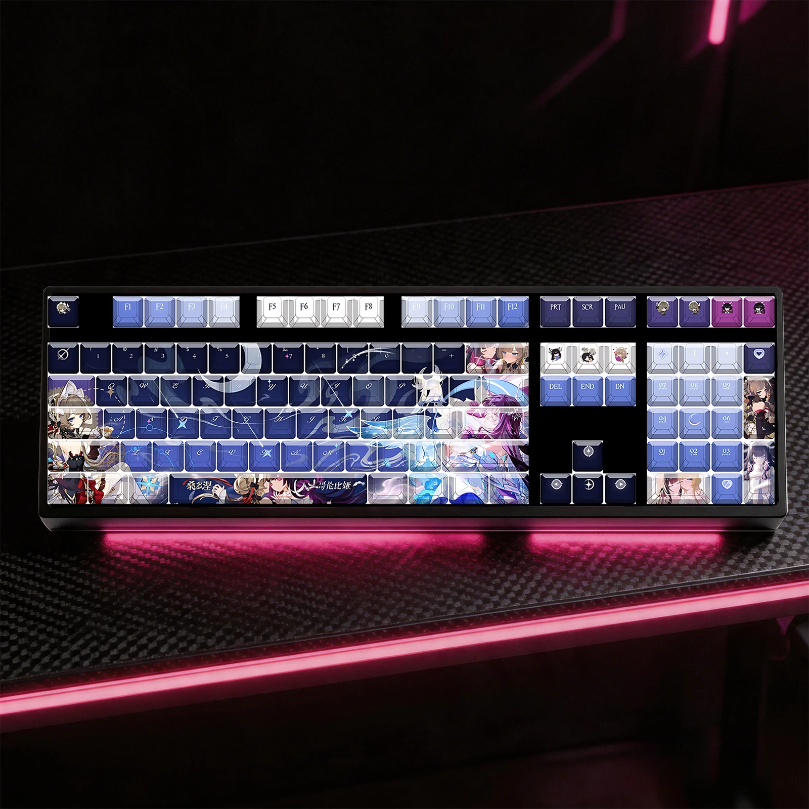 Фото Колпачки для клавиш Genshin Impact Sandrone Columbina Anime Gaming, 122 шт., PBT, сублимационная печать, профиль Cherry, совместимость с ANSI, для Mad68, Wooting60, MX Switches №4