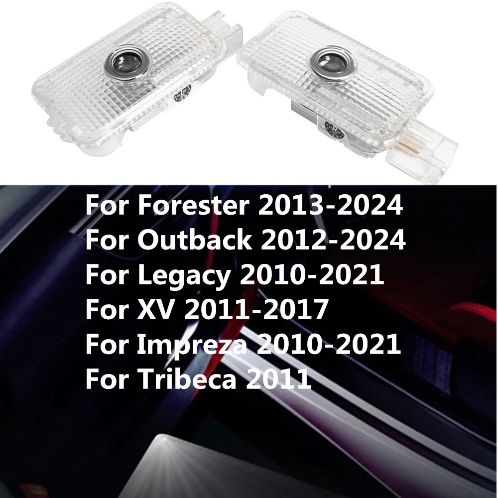 

2X светодиодный проектор с логотипом двери автомобиля, приветственный призрак, теневой свет, автоаксессуары для Subaru Forester Outback Legacy XV Impreza Tribeca