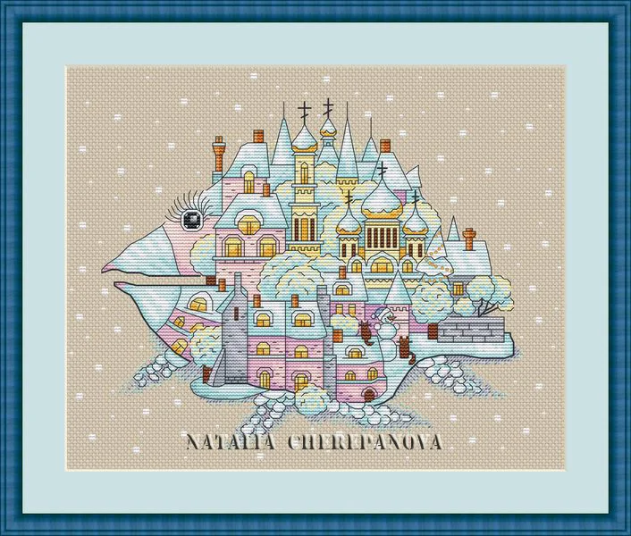 

Fish shaped town 38-32 Embroidery Cross Stitch Kits Craft DIY Needlework Cotton Canvas High-quality