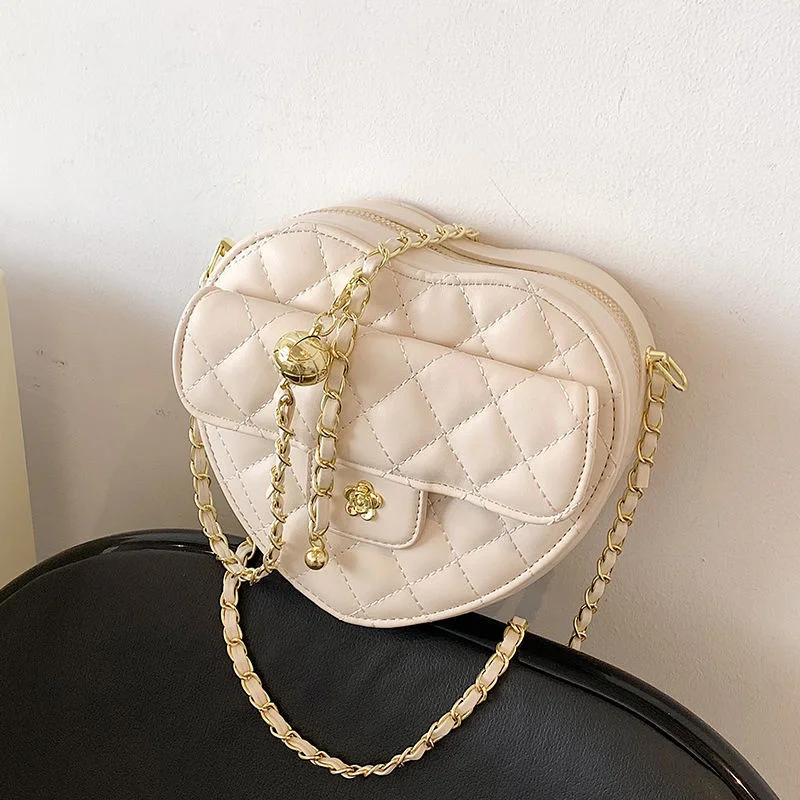 

Summer Shoulder Bag Trendyol 2023 Luxury Designer Handbag All-match Heart Zipper Chain Pu Leather Casual Bags for Women