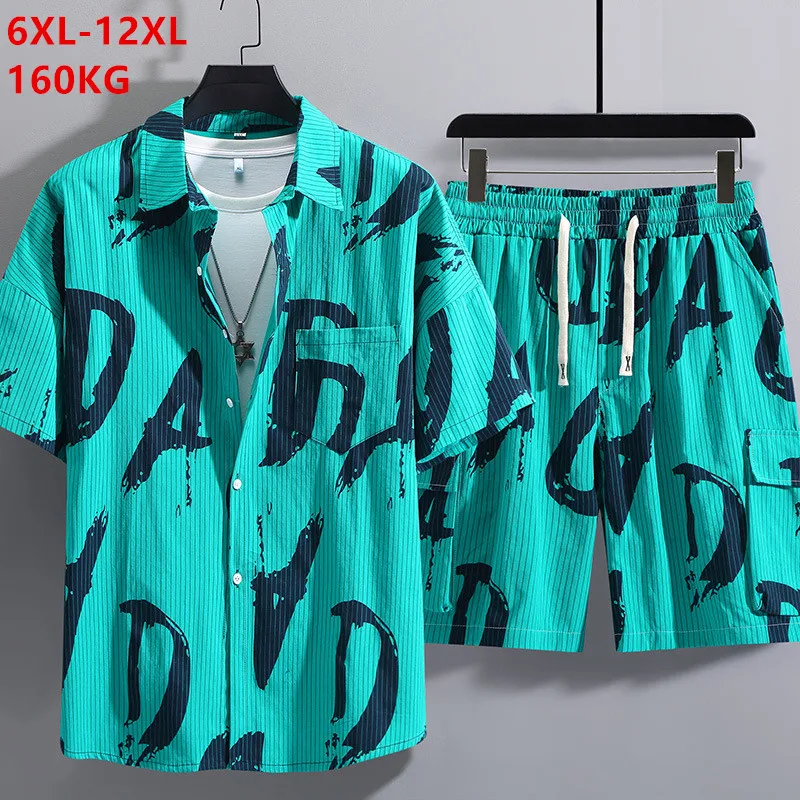 

Рубашка-карго мужская летняя из хлопка, с отложным воротником и шортами