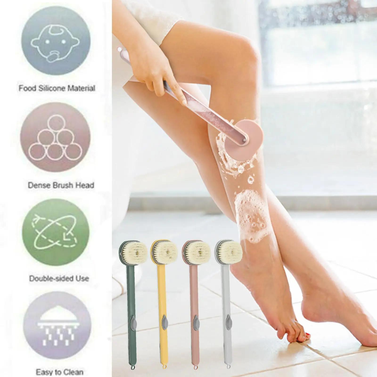 

Long Handle Liquid Bath Brush Bathroom Body Brushes Back Body Bath Shower Sponge Exfoliating Scrub Massager Skin Cleaning Tools