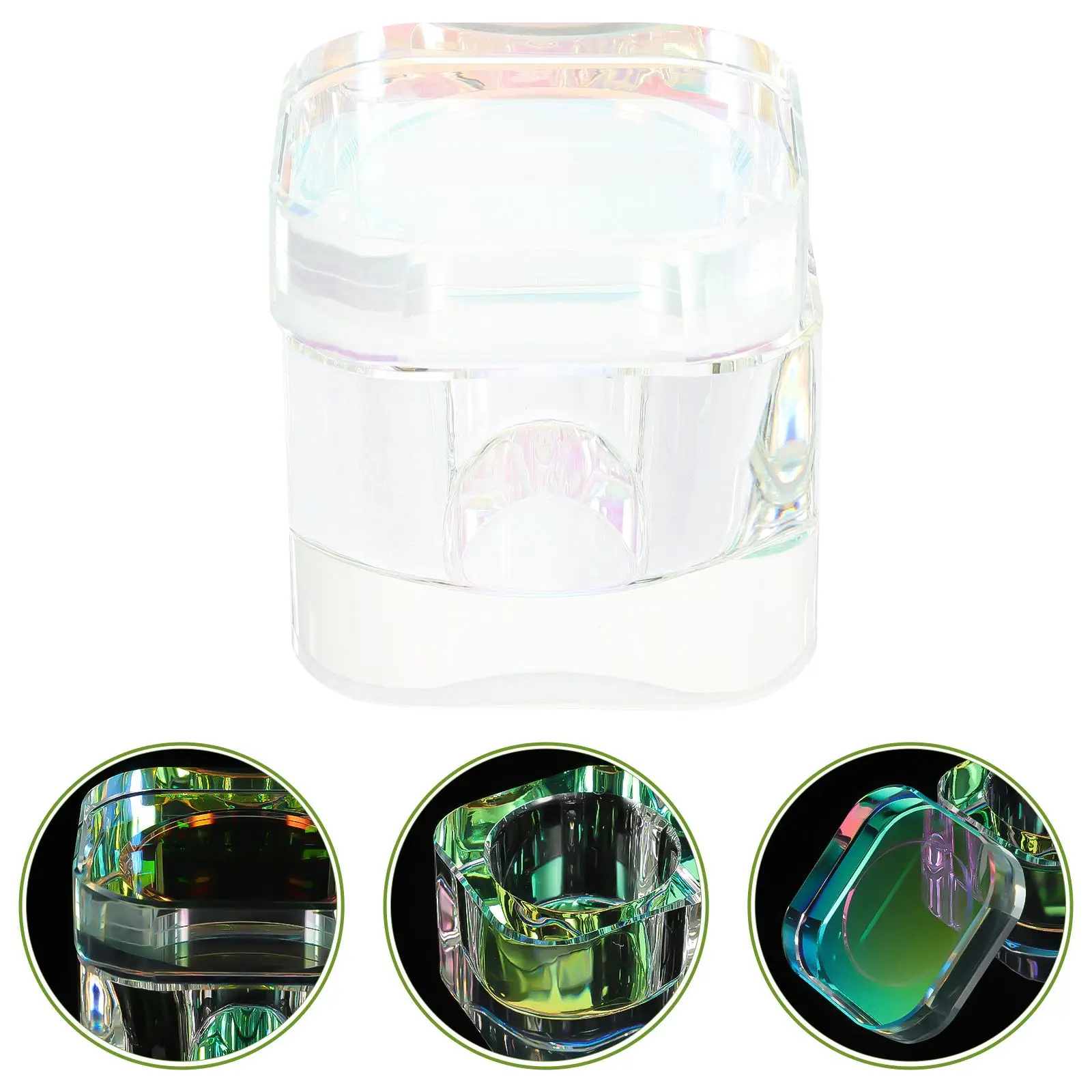 Хрустальная стеклянная чашка для ногтей маникюра жидкости с крышкой