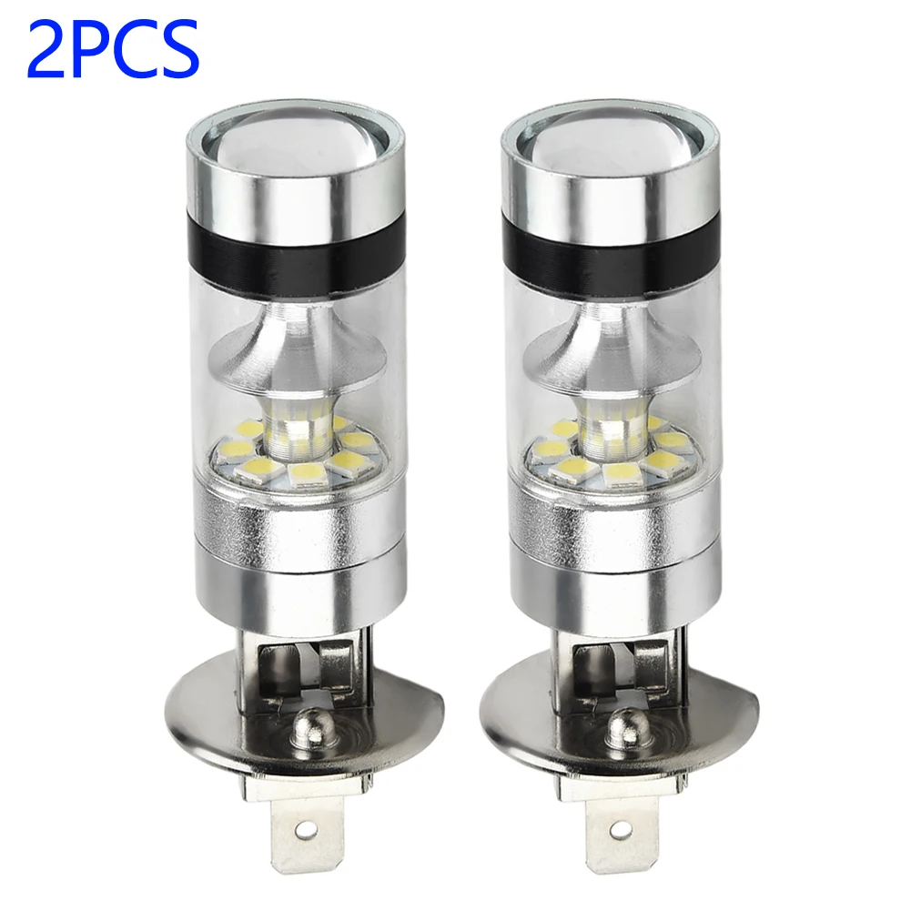 

2pcs H1 Projector Fog Light Bulb 100W 1000LM 20SMD Daytime Running Front Lamp 6000K DRL LED Headlight Bulbs Car Accessories