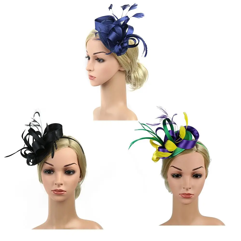 

Fashion Kentucky Feather Cocktail Party Headpiece Flower Cap Hair Clip Top Hat