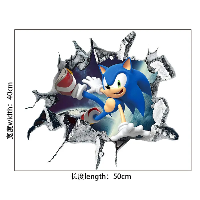 Фото Самоклеящиеся ПВХ-наклейки Sonic Stickers Tails Shadow Silver для детских комнат, настенные стикеры с ежиками в стиле аниме, граффити, подарки №5