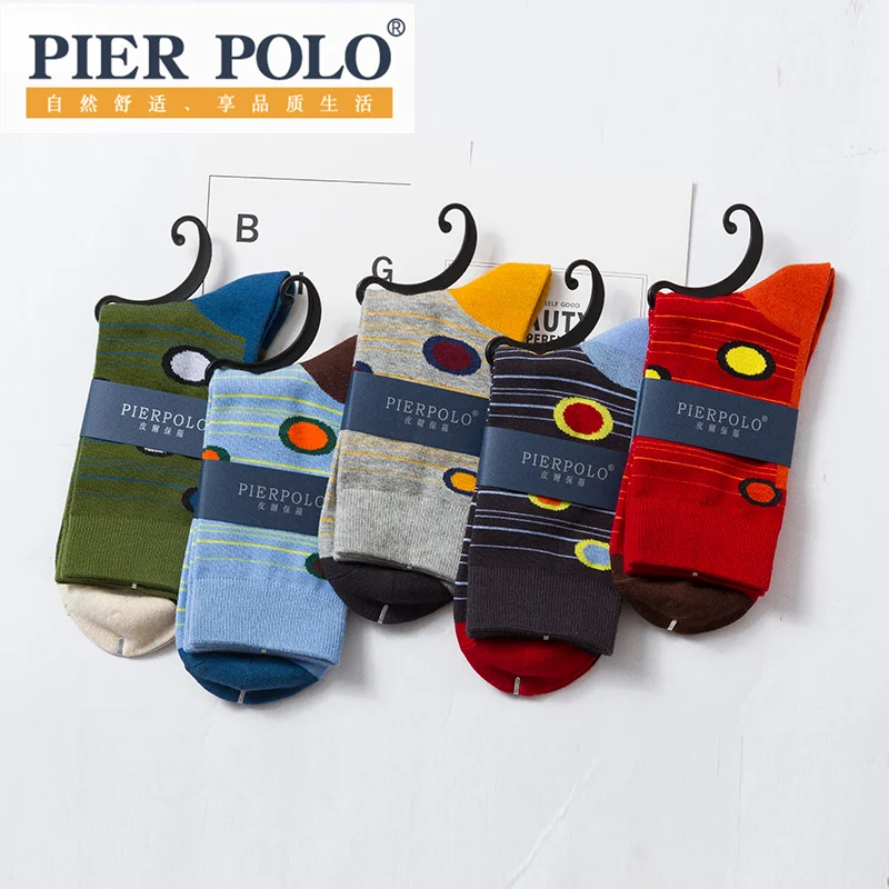 Brand men's latest design medium tube socks four seasons socks high quality business geometric pattern color men's cotton socks