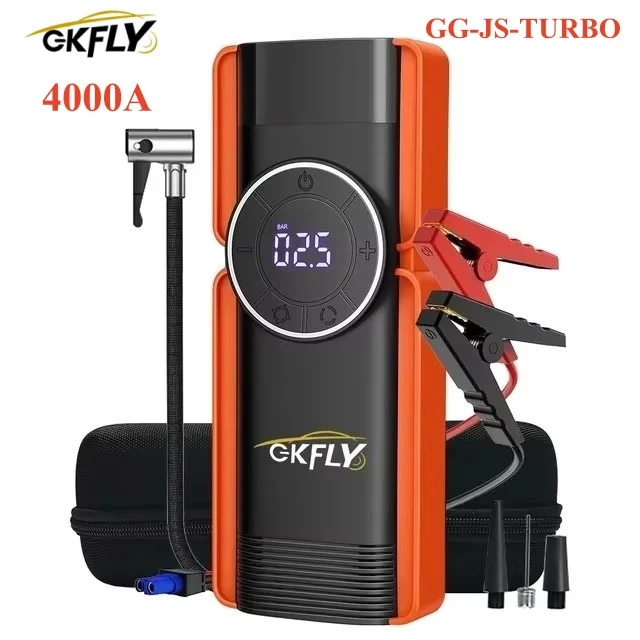 

Портативный автомобильный стартер 4000A, 150PSI, воздушный компрессор, 59,2 Втч, внешний аккумулятор, воздушный насос, накачка шин, автомобильный усилитель зажигания