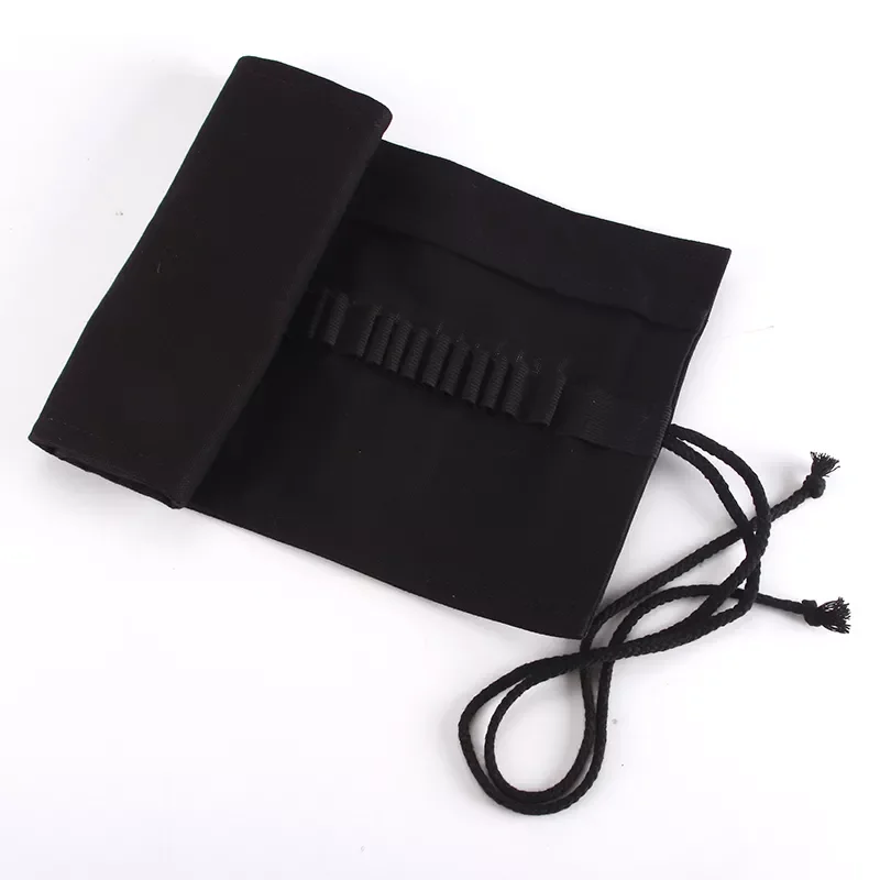 

Black Simple Style 36 Holes Portable Canvas Wrap Roll Up Pencil Bag Painting Bag School Artistic Drawing Pencil Case