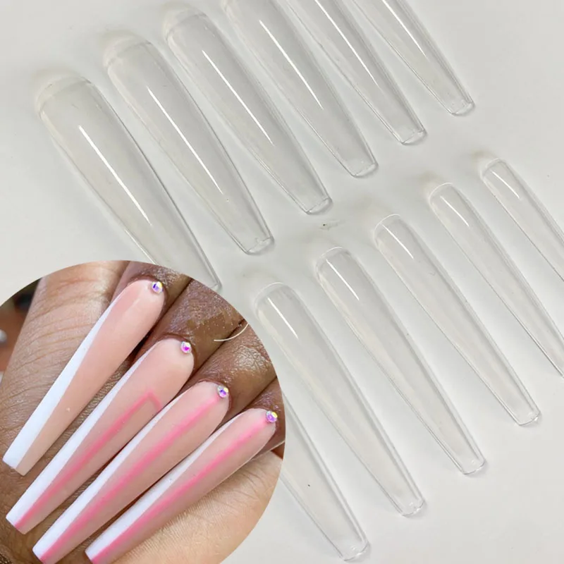 

3XL Coffin Extra Long Full Cover False Nail Tips Acrylic Press On Extendo Salon Manicure Artificial Fake Nails