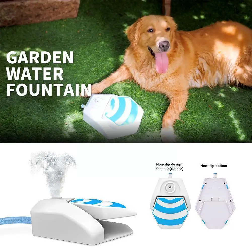Dog Outdoor Water Fountain Pet Water Feeder Dog Step Large Drinker Pedal Foot Capacity Dispenser Funny Spray Automatic Drin F9F5