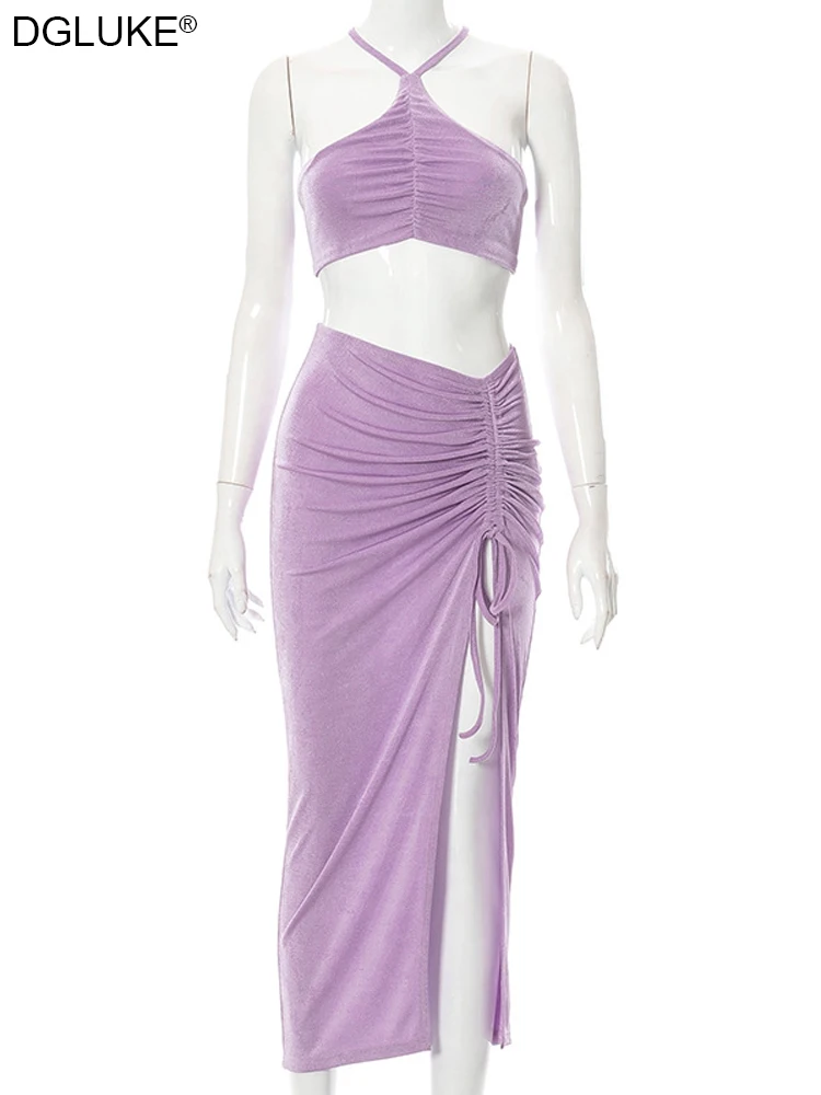 Женский элегантный летний костюм короткий топ и юбка из 2 предметов праздничные