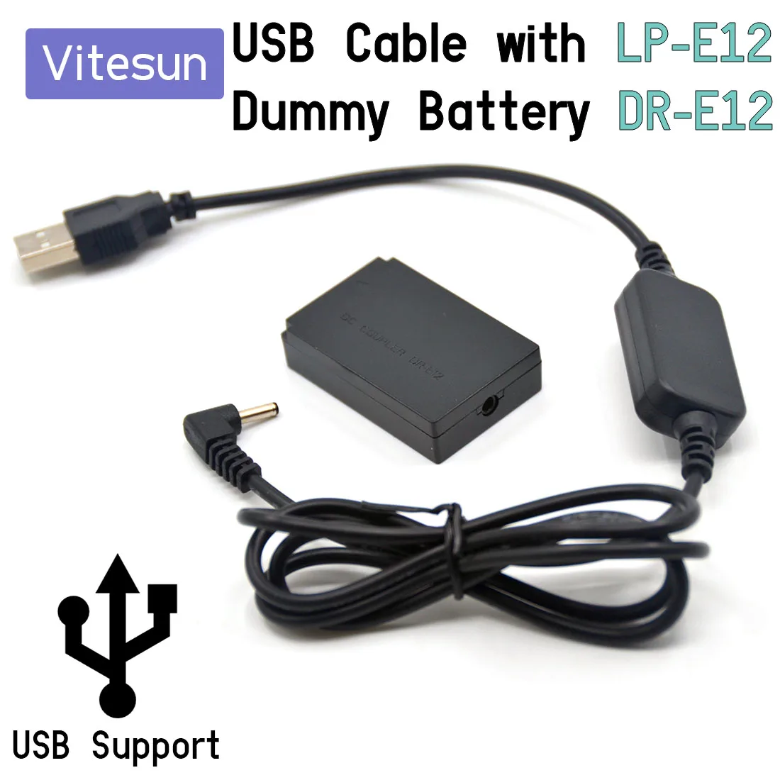 

USB-кабель адаптера внешнего аккумулятора Vitesun 5 В + искусственная батарея для Canon EOS M M2 M10 M50 M100 M200 SLR-камеры