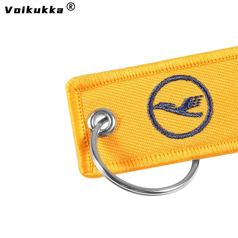 Фото Voikukka Jewelry Deutsche Lufthansa логотип с обеих сторон вышивка брелок Подвеска бирки прямоугольная цепочка для ключей сувенир оптом №3