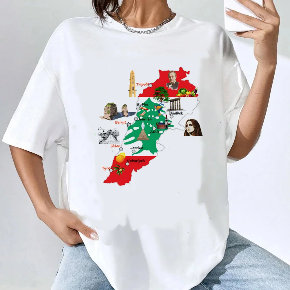 Lebanon shirt female streetwear Y2k anime Comfortable Trendy t Graphic Retro 2000s