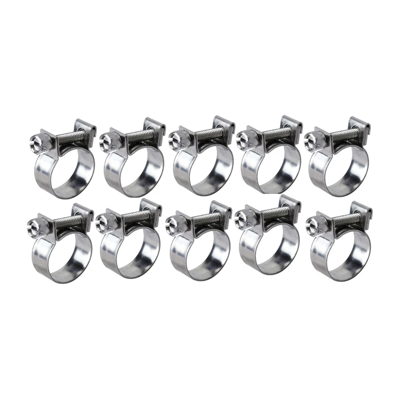 

NEW-10Pcs Sanitary Mini Fuel Line Pipe Hose Clamp Clip 304 Stainless Steel Heavy Duty(14-16Mm)