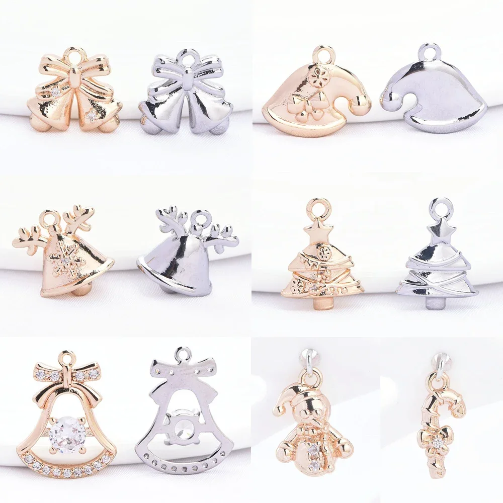 (9028) 24-каратное золото латунь с цирконом серия рождественских элементов подвески