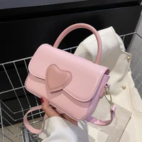 cute heart buckle mini handbags for women 2022 simple pu leather womens shoulder messenger bag female crossbody bags purses sac