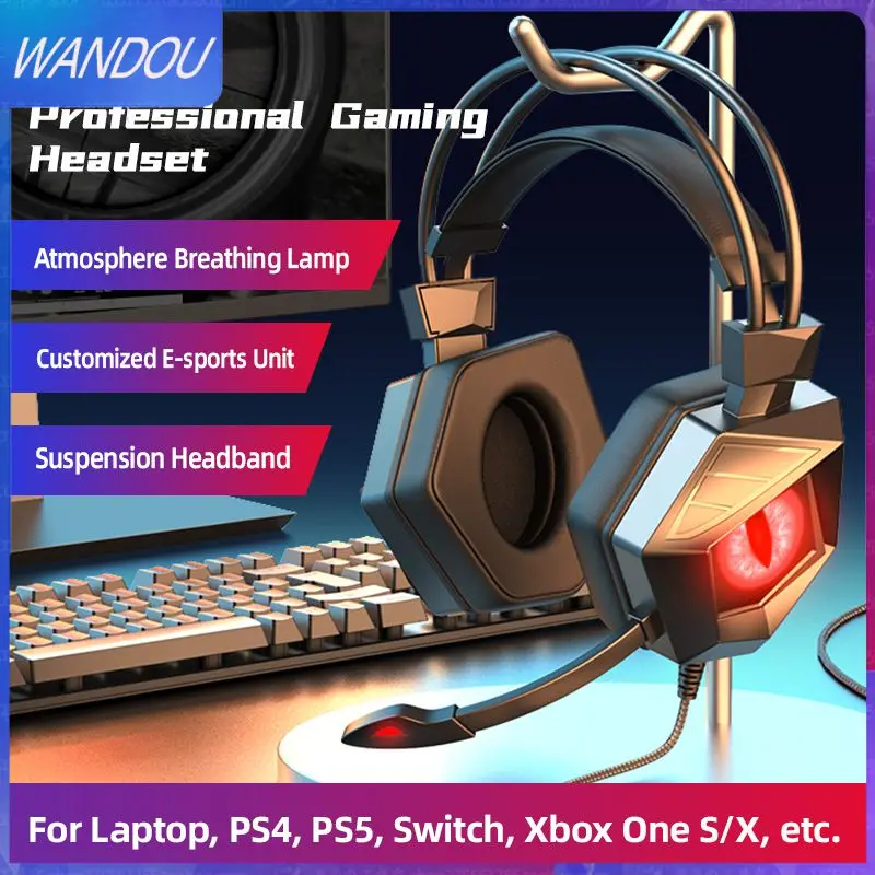 

Adjustable Headband Wire Control Head-mounted Earphons With Microphone Stereo Bass Computer Headphones Gaming Headset