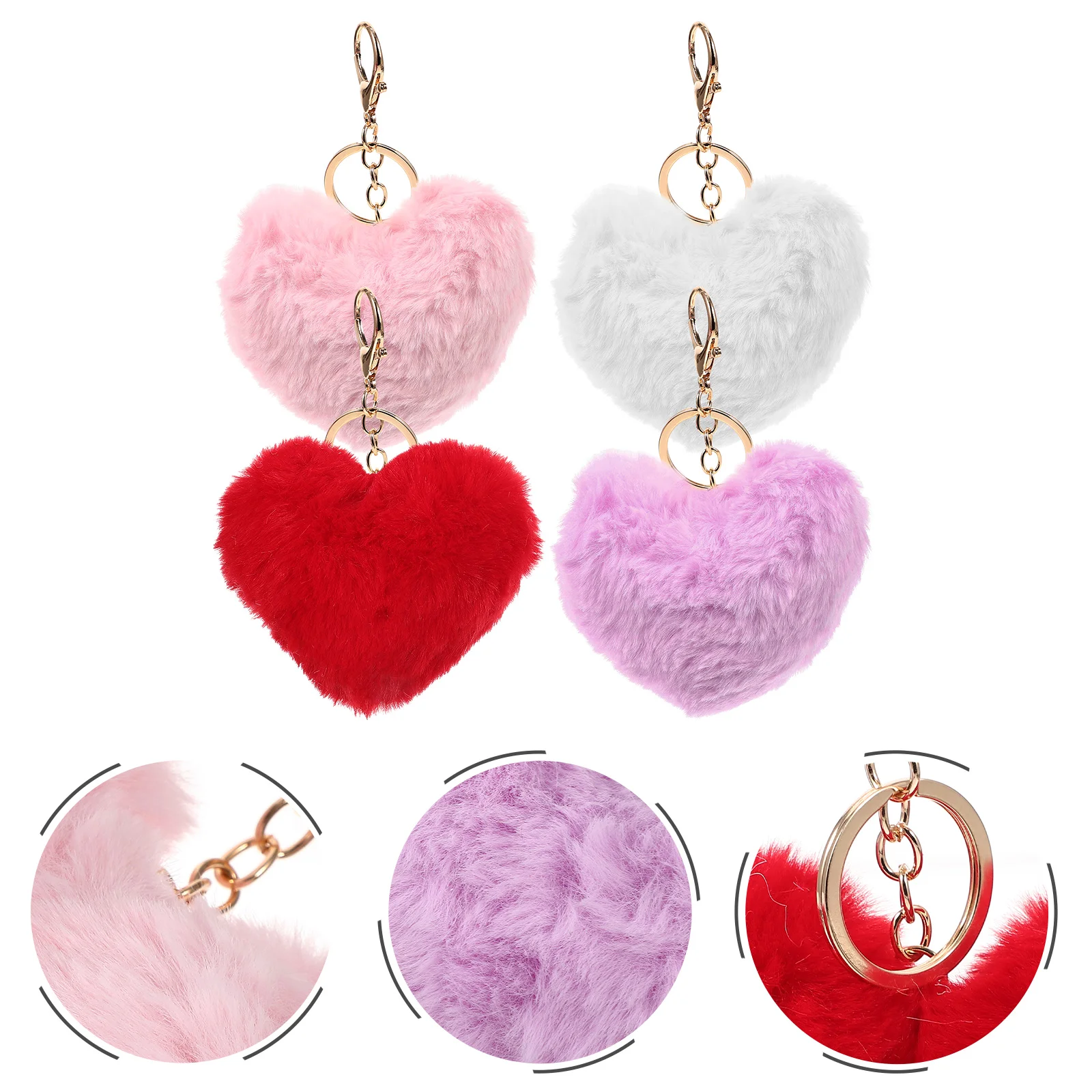 

4 Pcs Love Keychain Backpack Pendant Heart Shaped Purse Gift Bag Hanging Plush Prop Miss Ladies Wallet Ladybug