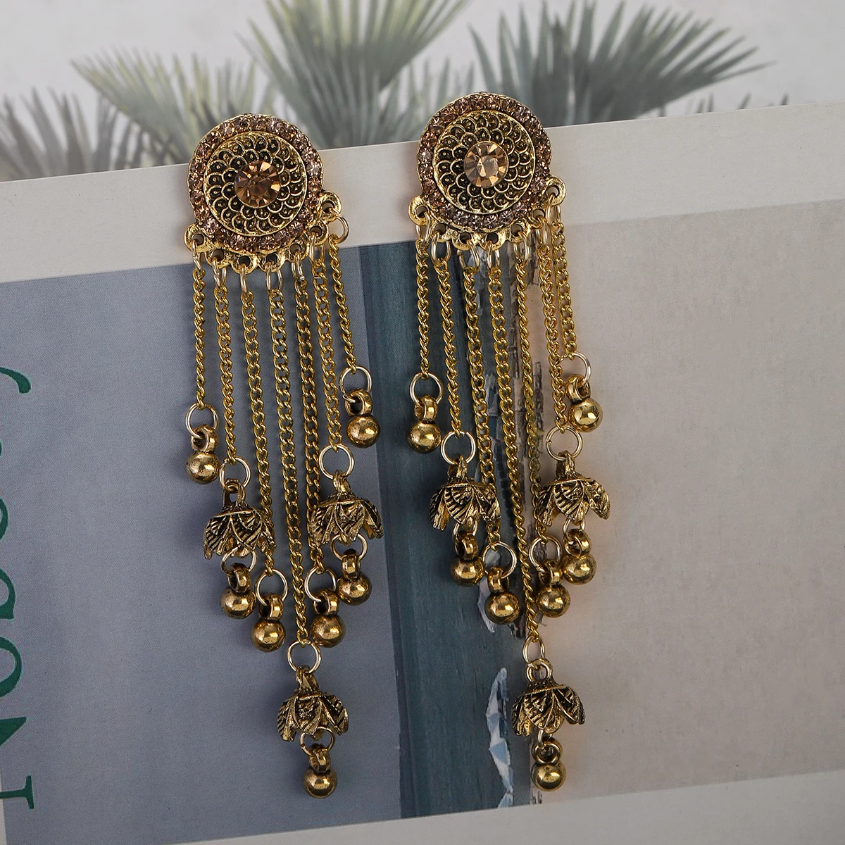 Винтажные круглые длинные висячие серьги с кисточками для женщин модные