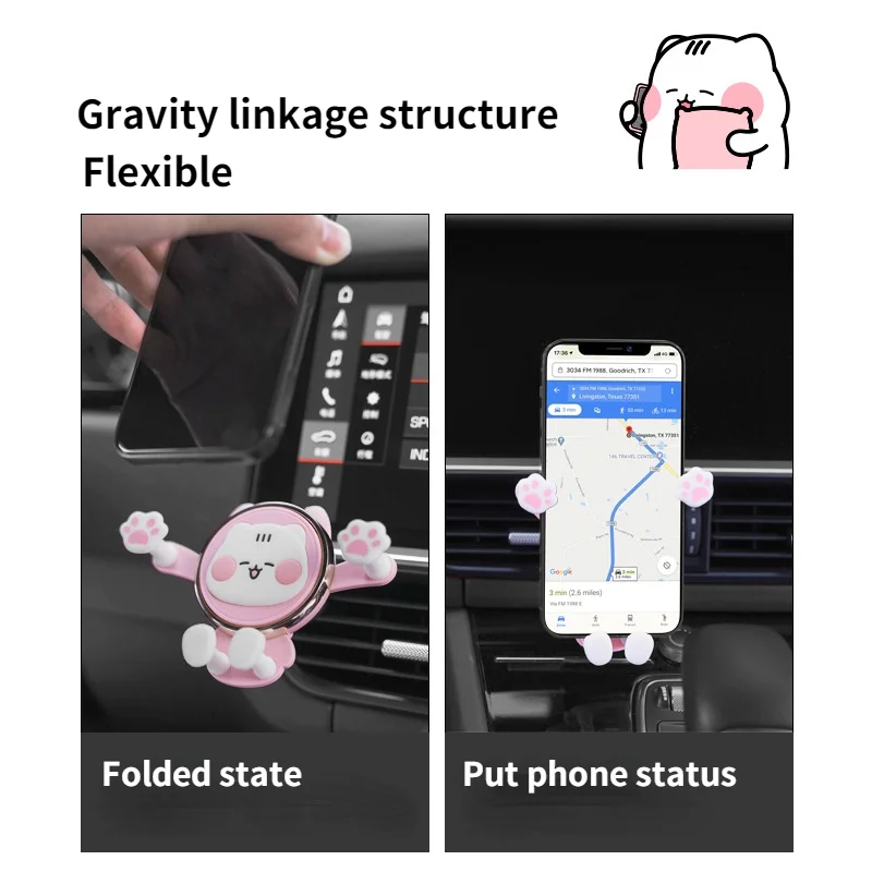 cute gravity car phone holder mobile stand smartphone gps support mount for iphone 13 12 11 pro 8 samsung huawei xiaomi redmi lg free global shipping