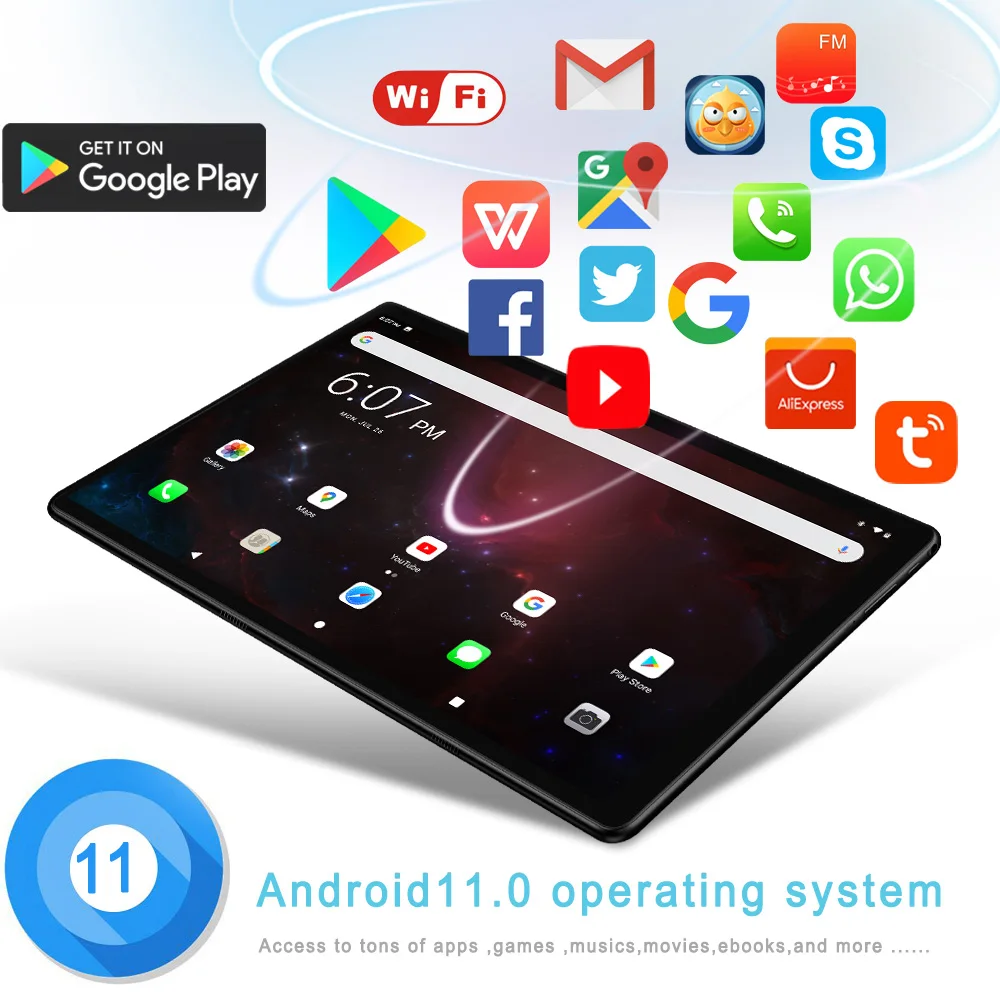 Фото Новый 10,1-дюймовый планшетный ПК Android Google Play с двумя камерами, восьмиядерный процессор, двойной SIM-карта, телефонный звонок, планшеты, Bluetooth, Wi-Fi, 4 ГБ ОЗУ, 64 ГБ ПЗУ №4