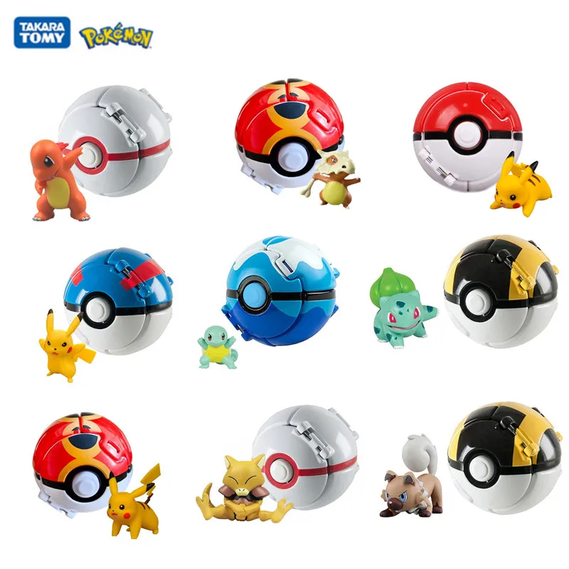 

12 Styles Tomy Pokeball Anime Figure Pikachu Squirtle Pocket Monster Variant Pokemon Elf Ball Toy Action Model Gift Bulk Buy.