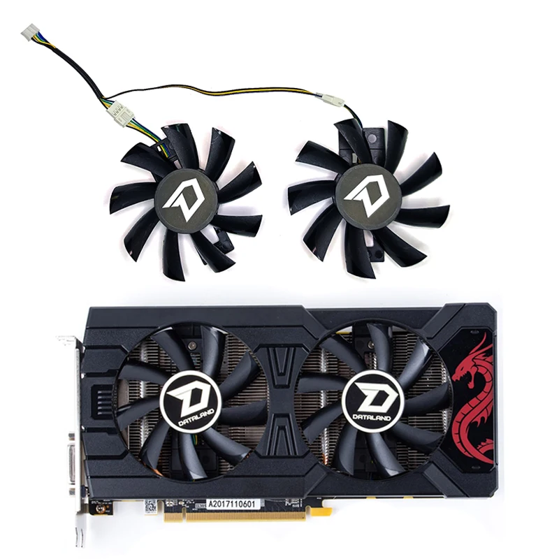 

87MM 4PIN 2pcs/set GA92B2URX 570 GPU Fan for Dataland RX 560 XT RX570 RX 580 PowerColor Radeon RedDragon RX 570 Dual Cooling Fan