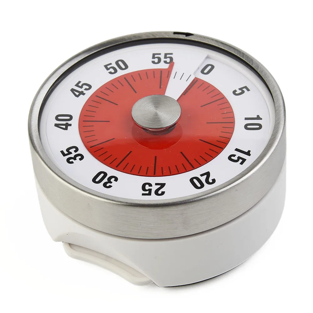 

Brand New Timer 7.7cm * 7.7cm * 3.8cm Adsorbed Baking Kitchen Cooking Timer Mechanical Reading Stainless Steel
