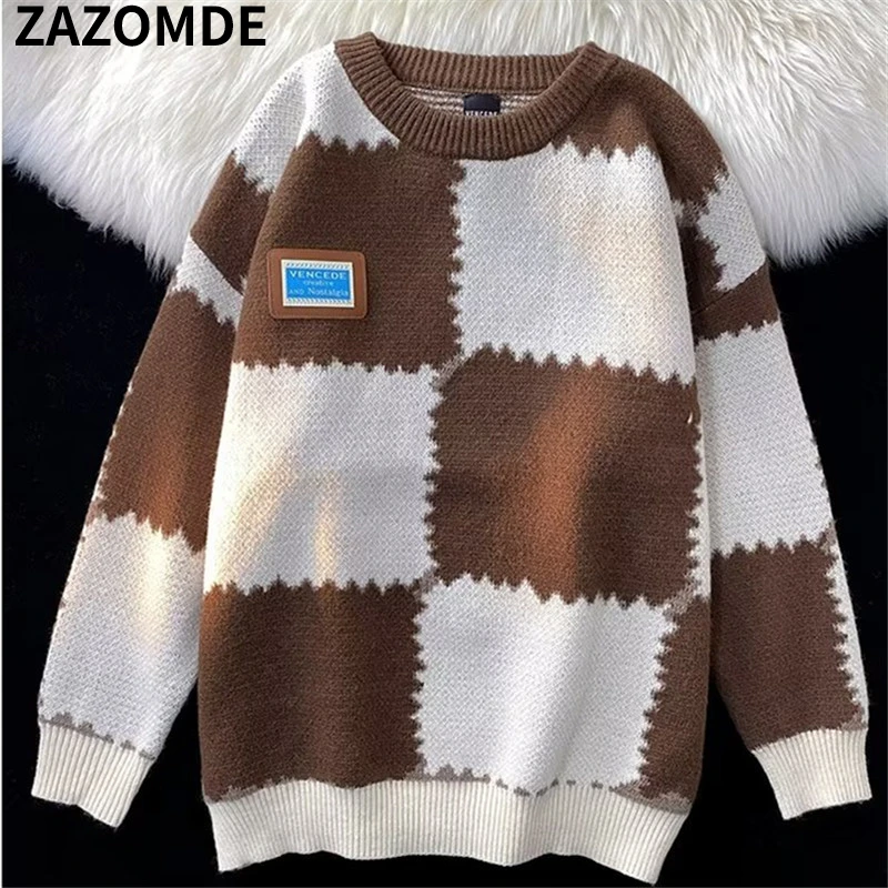 

Мужской свитер в клетку, в стиле хип-хоп