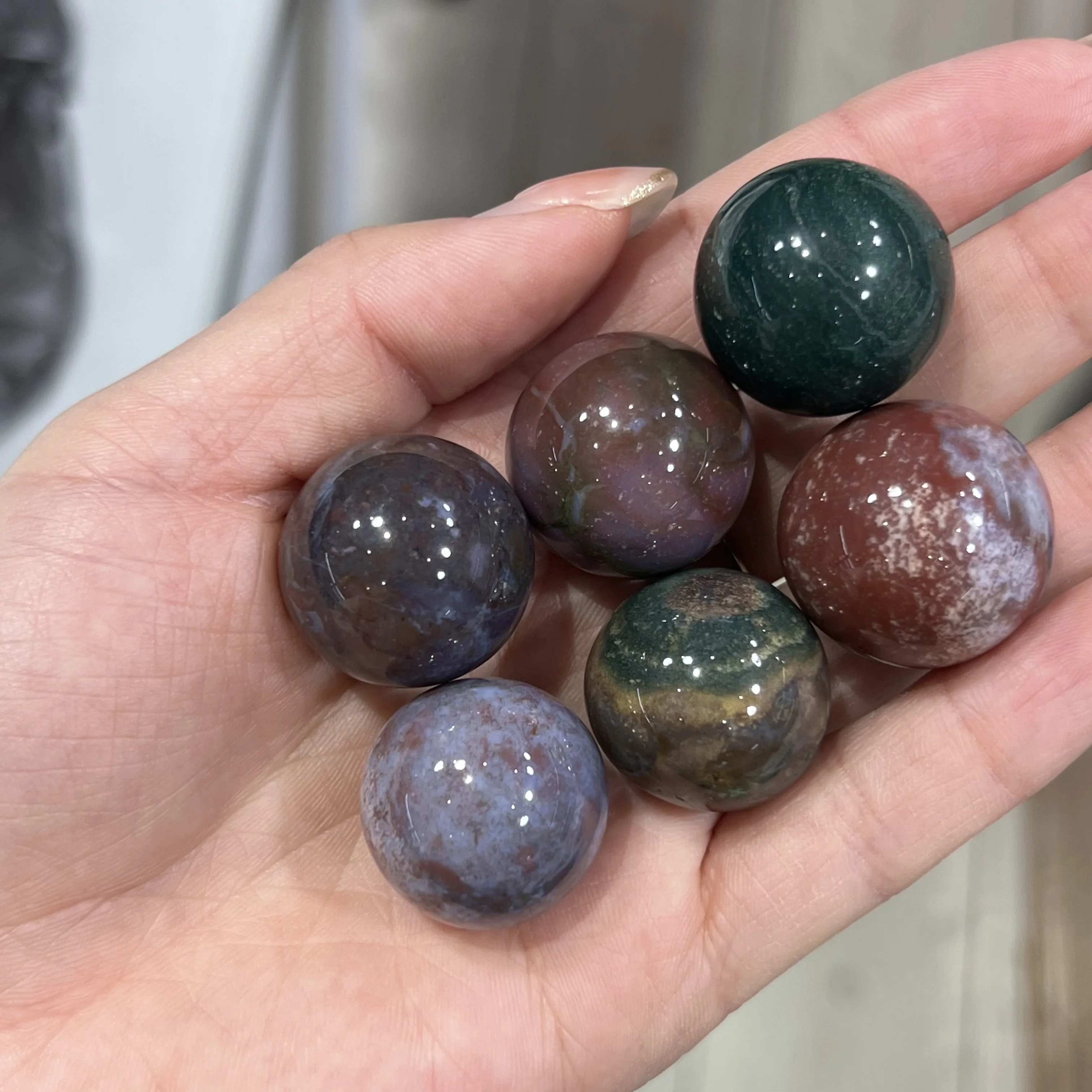 

Natural Ocean Jasper Small Mineral Crystal Sphere Power Stone Home Decoration