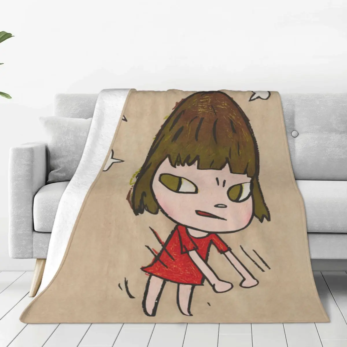 

Yoshitomo Nara Pissed Off Blanket Cover Velvet Cartoon Art Super Soft Throw Blanket for Outdoor Travel Bedroom Quilt