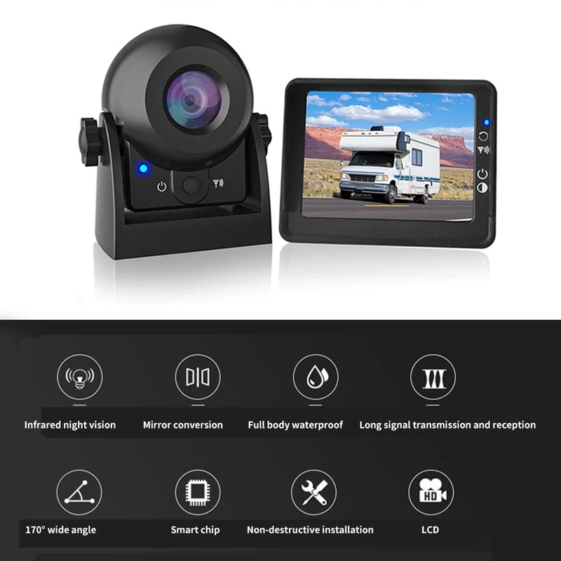

Wifi Wireless Reversing Camera With 4.3 Inch LCD Monitor IP68 Waterproof Car Rear View Camera Kit For Car Truck