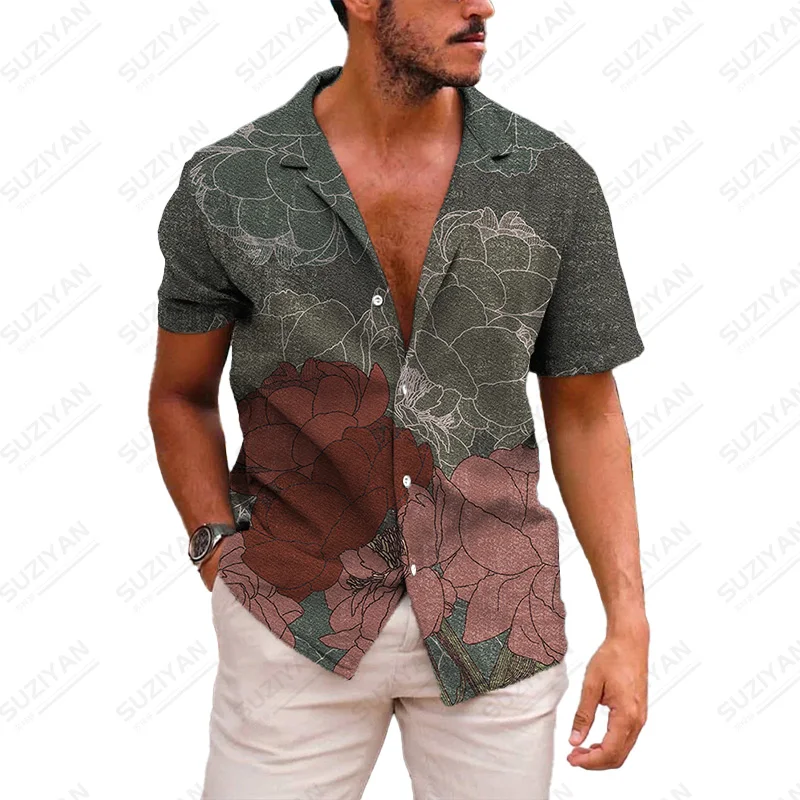 

Japanese New Printing Shirts Street Wear Korean Version Clothing Gentlemanlike Clothes Patterns Button Harakuju Art