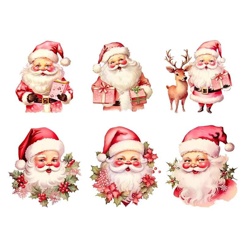 Рождественские нашивки с термопереносом Санта-Клауса одежда рисунком оленей