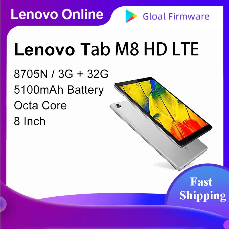 

Lenovo Tab M8 HD LTE 8 Inch Tablet Smart Tablet 3G RAM 32G ROM Octa Core LTE Version 5100mAh Face Recognition FHD Dolby TB 8705N