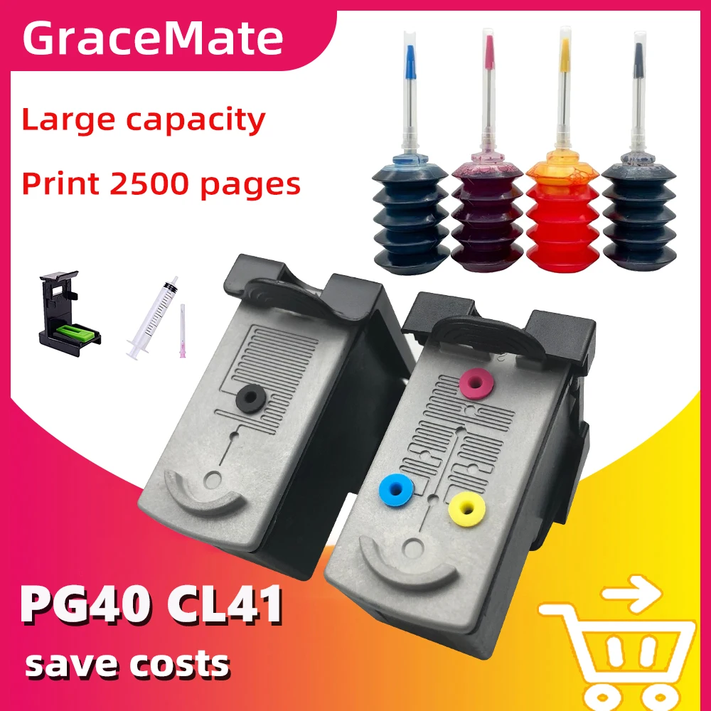 

GraceMate pg40 cl41 Ink Cartridge Replacement for Canon PG40 CL41 for Pixma iP1600 iP1200 iP1900 MP140 MP150 MX300 MX310 MP160