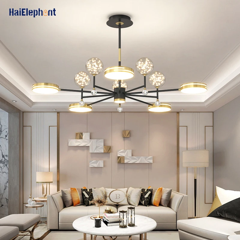 

Modern Gold Luxury Chandelier Lights For Living Dining Room Bedroom Study Indoor Lighting 6 10 12 Heads Home Deco Dimmable Lamps