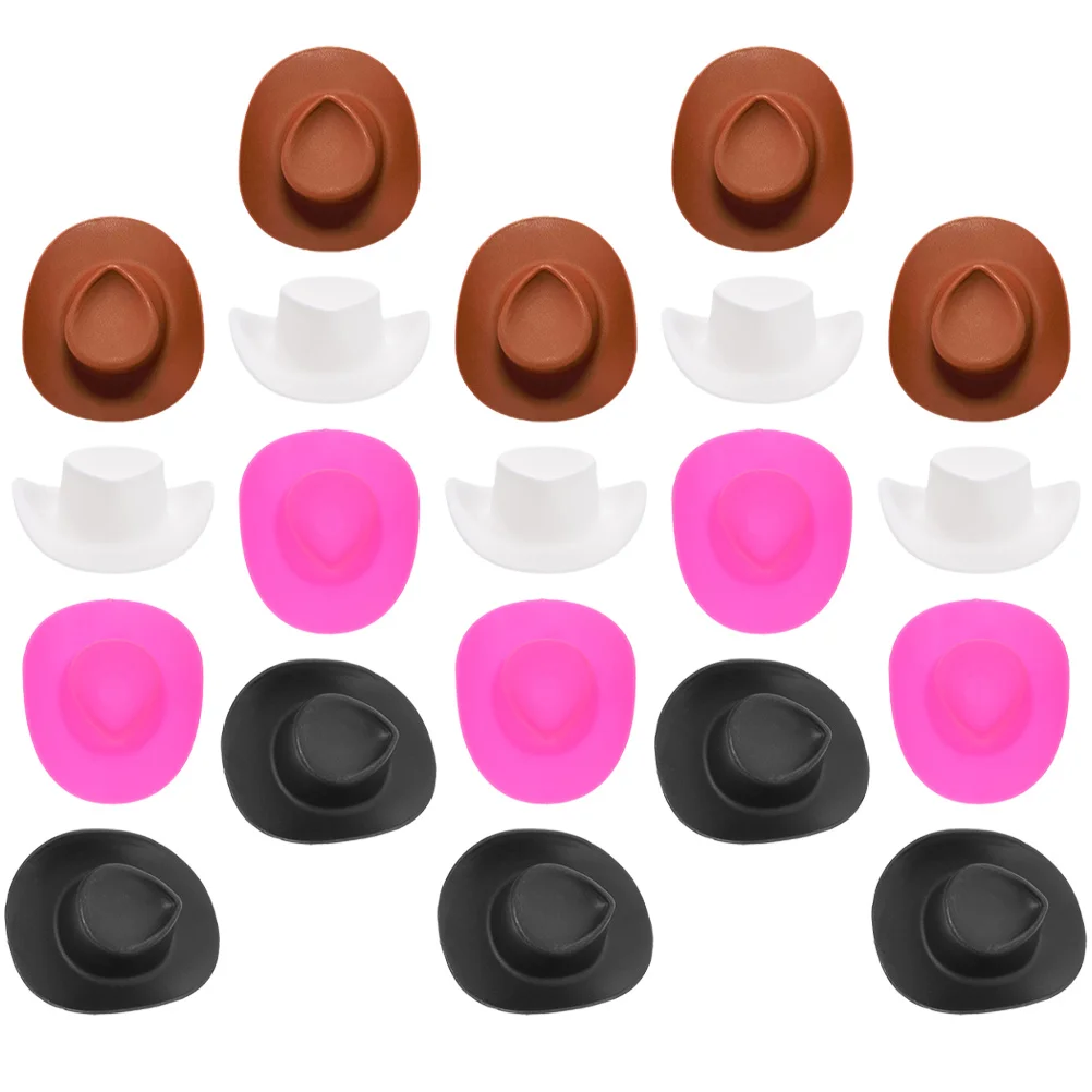 

40 Pcs Decorative Miniature Hats Boot Glasses Hat Cupcake Ornament Mini Western Hat Cupcake Toy Decorations Tiny Cowgirl Hat