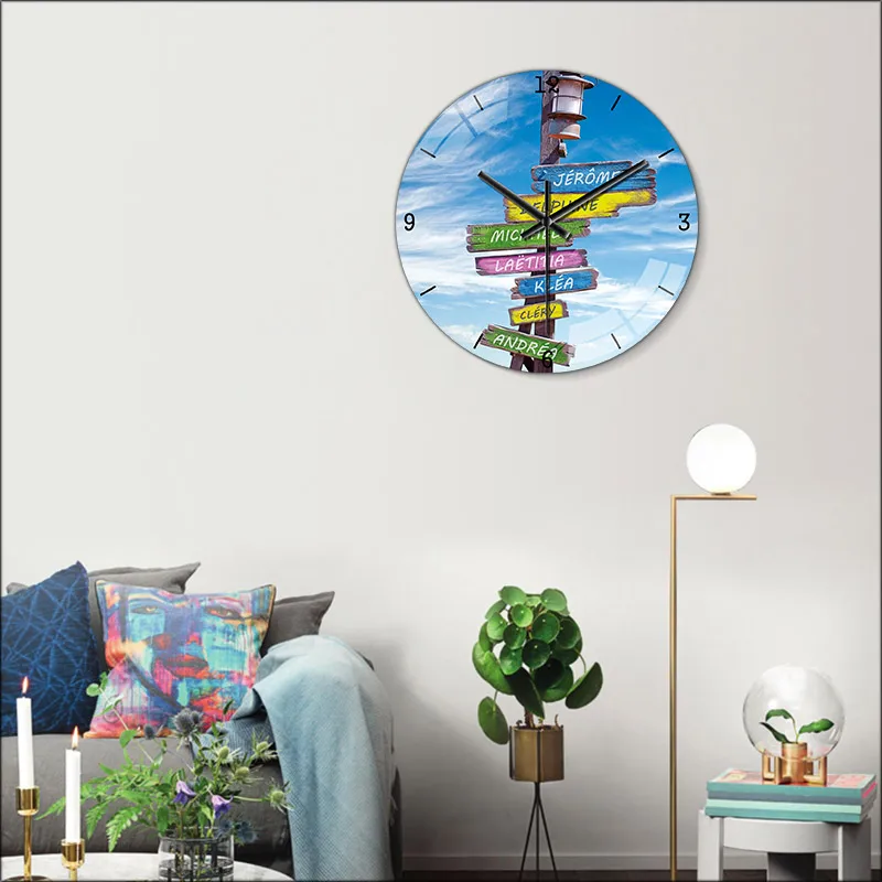 Индивидуальные семейные подарки настенные часы с дорожным знаком 3-7 именами