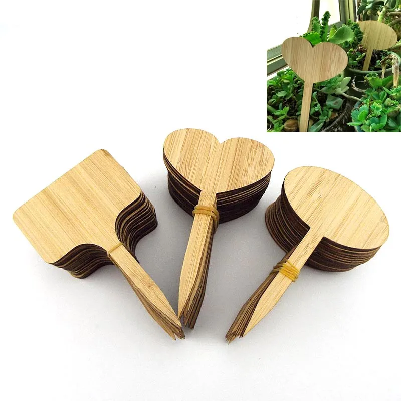 

10*6cm T-Type Bamboo Plant Labels Eco-Friendly Wooden flower veg Sign Tags Garden Markers Tools for pots Potted Herbs Flowers B3