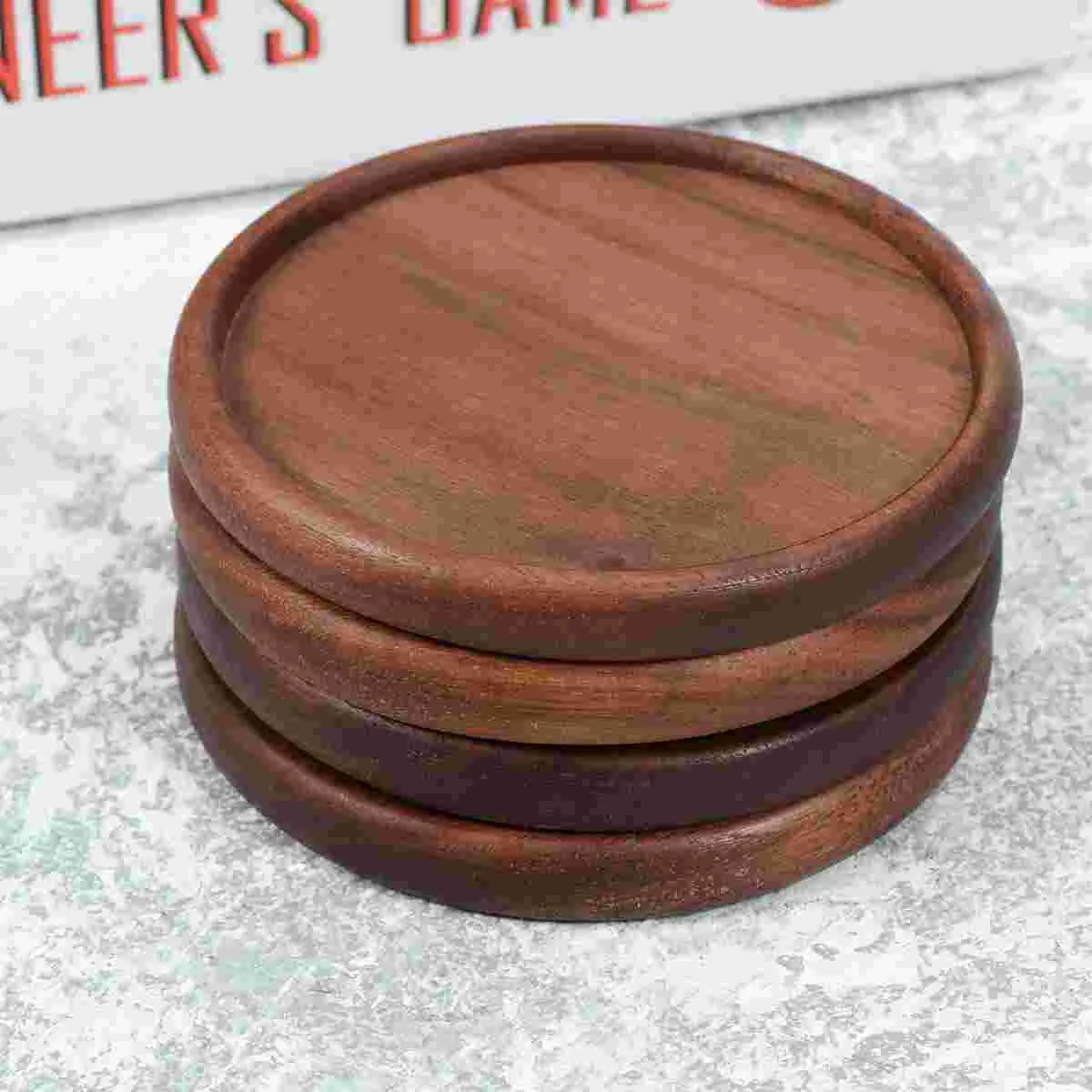 

4pcs Black Walnut Coasters Rustic Placemat for Restaurant Tea House
