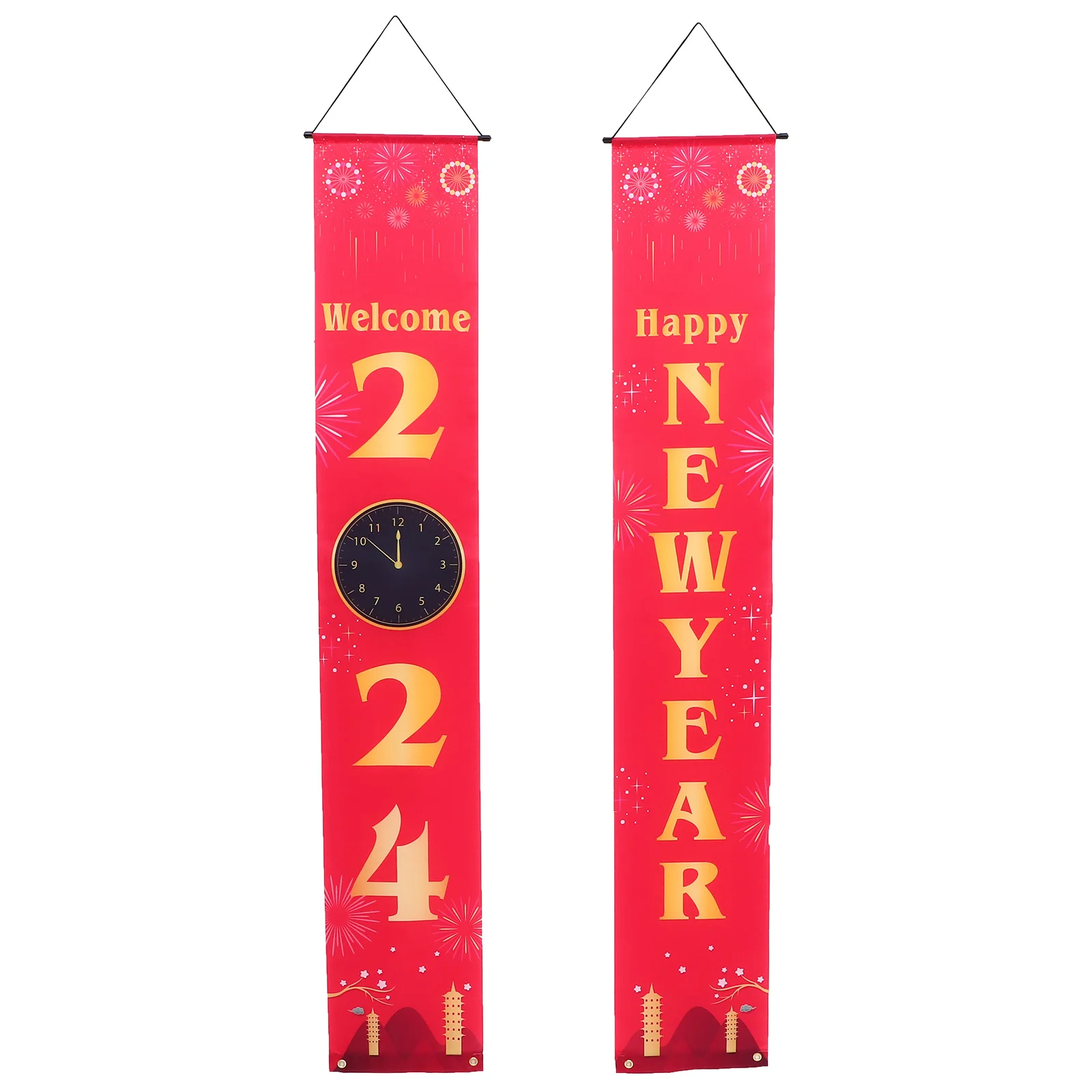 

2024 Happy New Year Banner 2024 Chinese New Year Couplets Spring Festival Door Porch Sign Backdrop Party Supplies New