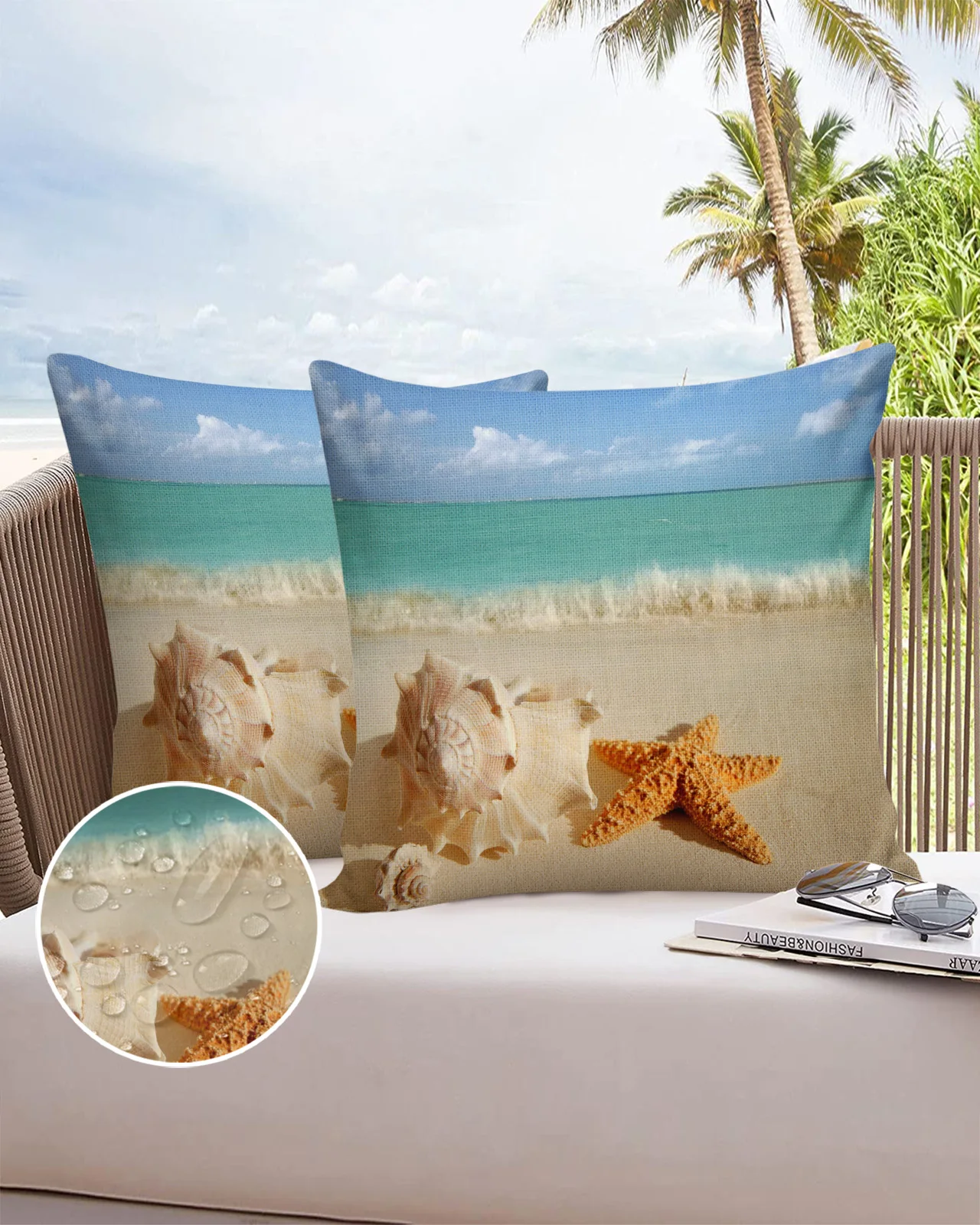 

Beach Conch Seashell Starfish Waterproof Pillowcase Home Decor Sofa Decor Pillowcase Bedroom Pillow Cushion Cover
