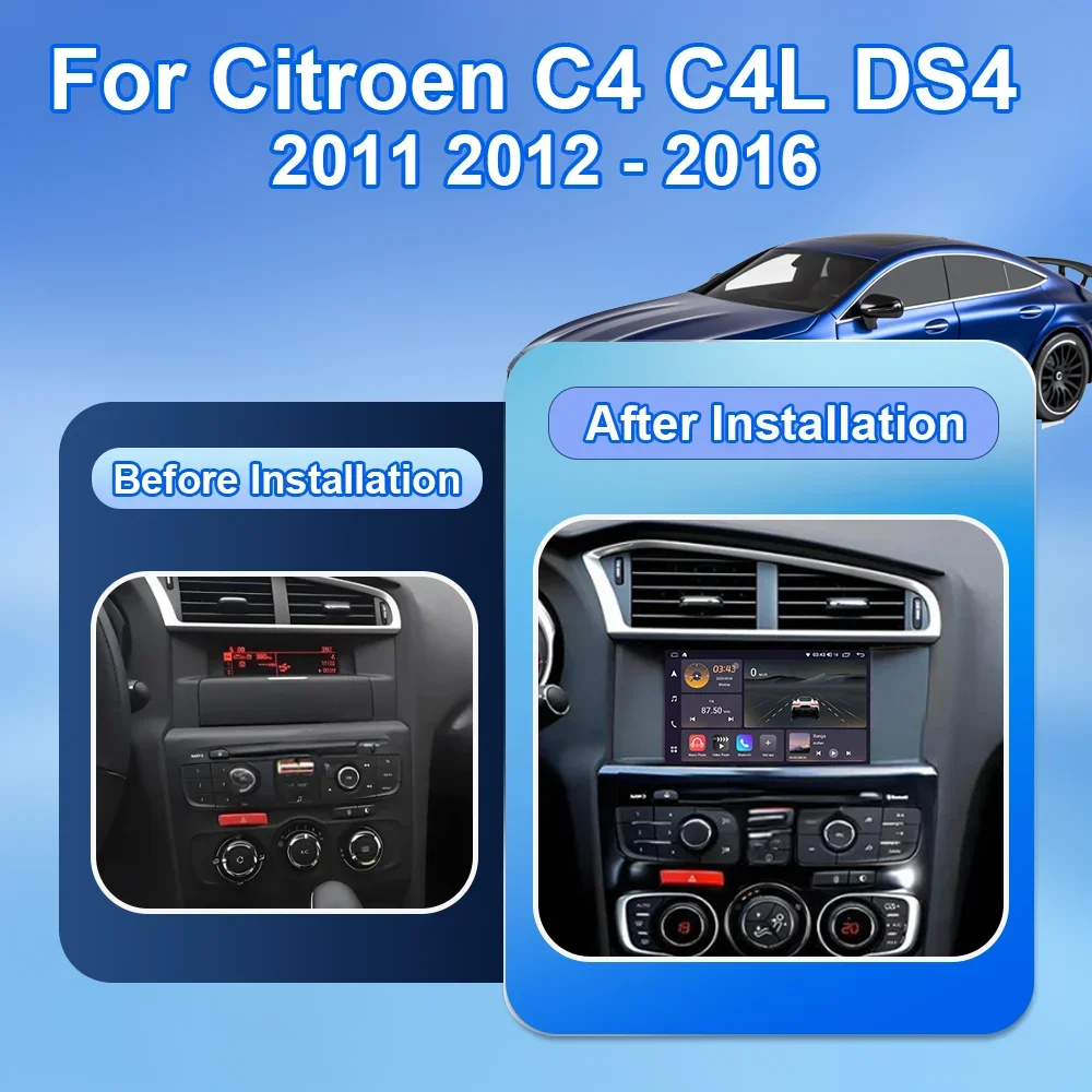 Фото Автомагнитола Android 16 для Citroen C4 C4L DS4 2011-2016, мультимедийный видеоплеер, Carplay, GPS-навигация, головное устройство 4G №2