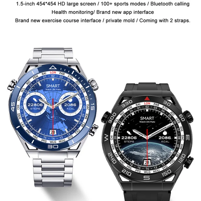 Smart Watch Ultimate DT Ultra Mate Men 1.5" NFC Bluetooth Call GPS Motion Tracker Compass Wireless Charging Business Smartwatch 2