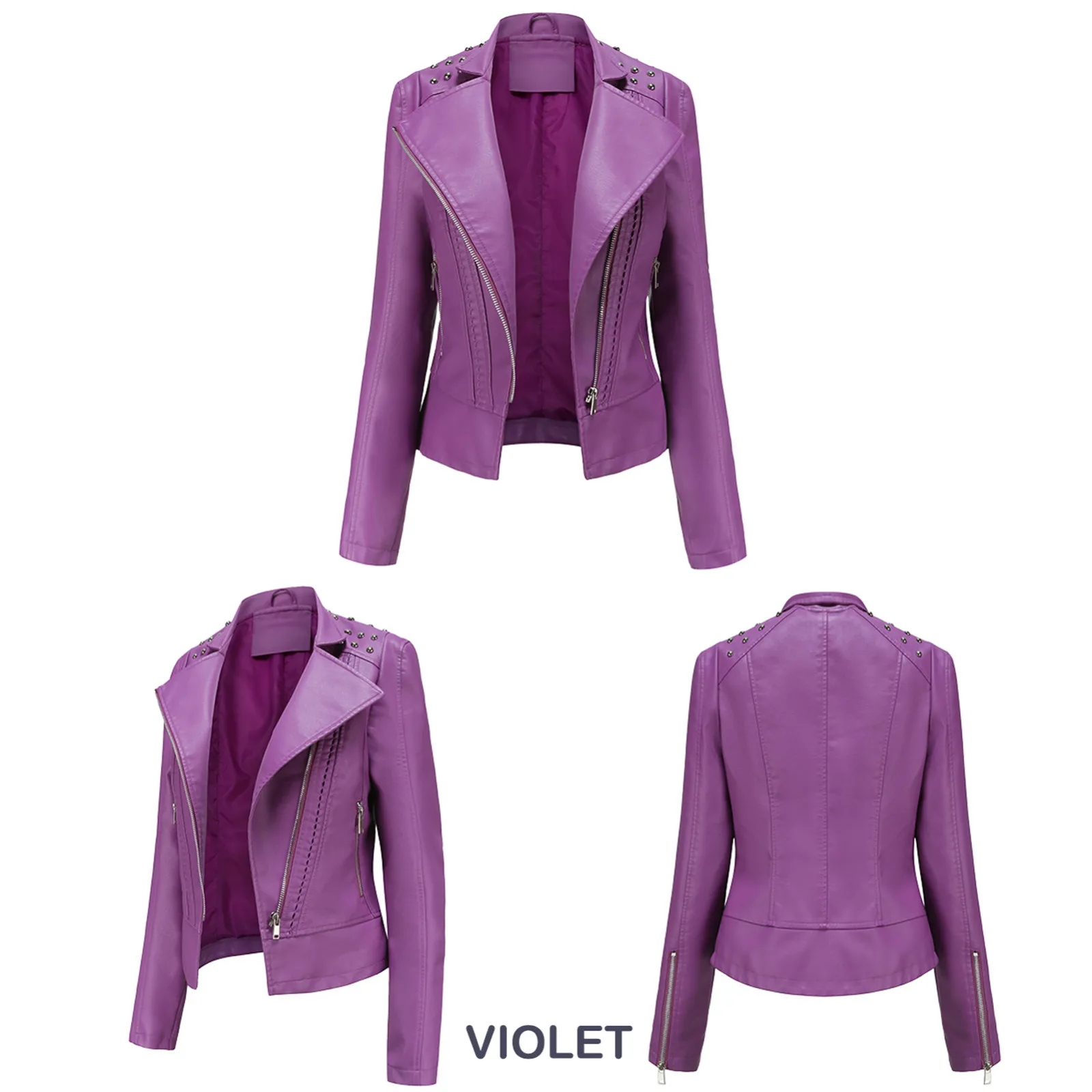 

Sweatshirt Jacket Women Jacket Embroide Women Leather Jacket Faux Motorcycle Winter Fleece Lined Coats for Women Diner Jacket