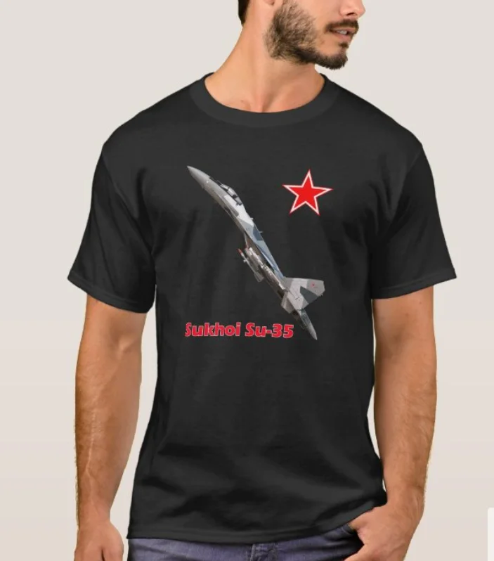 

Russian Air Force Sukhoi Su-35 Flanker-E Fighter T-Shirt 100% Cotton O-Neck Summer Short Sleeve Casual Mens T-shirt Size S-3XL