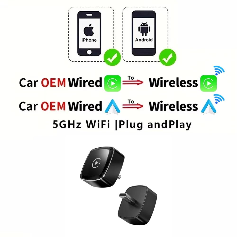 

Адаптер CarPlay 2-в-1: Проводное Подключение К Беспроводному, Автоматическое Подключение